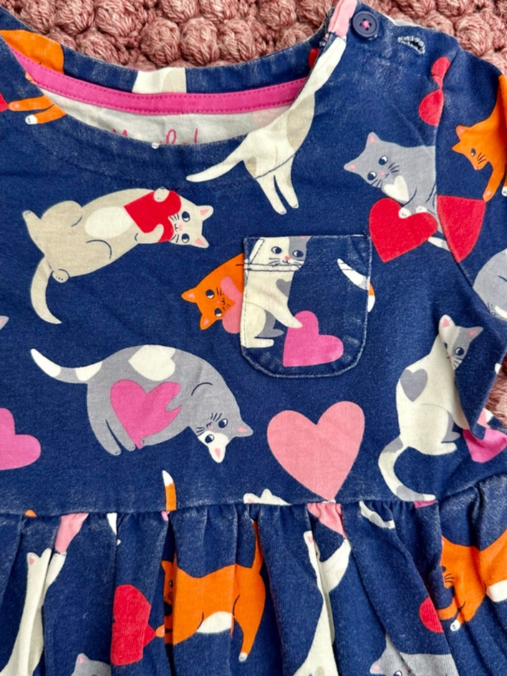 Mini Boden Blue Cat Dress - Picture 2 of 6